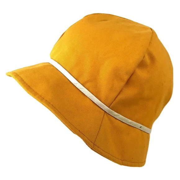 Vtg Happy Cappers Field Company Womens Bucket Cloche Hat Yellow Beach USA 1950s main image 7